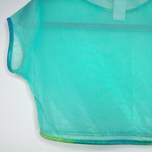 J Valentine Mesh Holographic Trim Crop Top - Picture 8 of 11